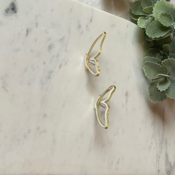 The Lola - Metallic Mirror Butterfly Wing Earrings - Picture 3 of 7